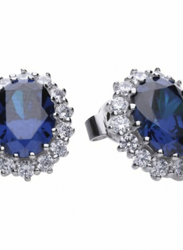 Diamonfire Blue Sapphire Coloured Cluster Stud Earrings