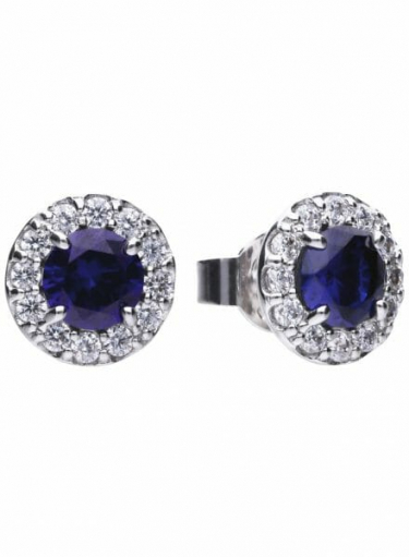 Diamonfire Blue Sapphire Coloured Round Cluster Stud Earrings