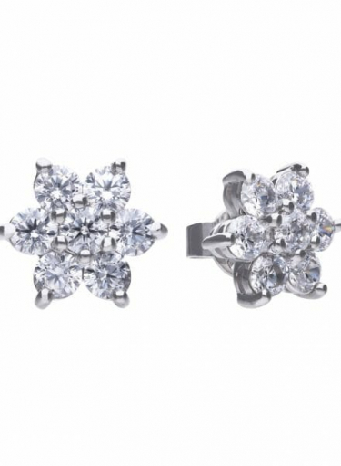 Diamonfire Flower Cluster Stud Earrings